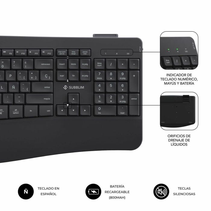 Teclado y Ratón Subblim SUBKBC-DCOPW2 Negro 12 Teclado y Ratón Subblim SUBKBC-DCOPW2 Negro 12