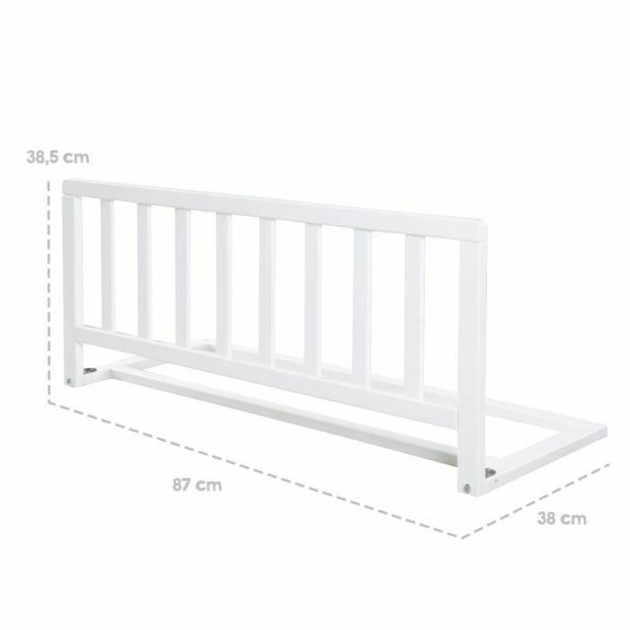 Roba Barandilla de Cama de Madera 90 cm - Protección Anticaída Segura para Bebés y Niños - 18 Meses a 5 Años - Blanco 1