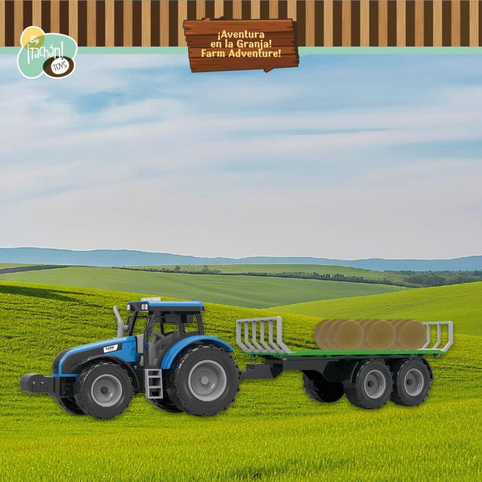 Tractor Azul Con Remolque 1:32. Friccion, Luz Y Sonido T0105 4 Tractor Azul Con Remolque 1:32. Friccion, Luz Y Sonido T0105 4