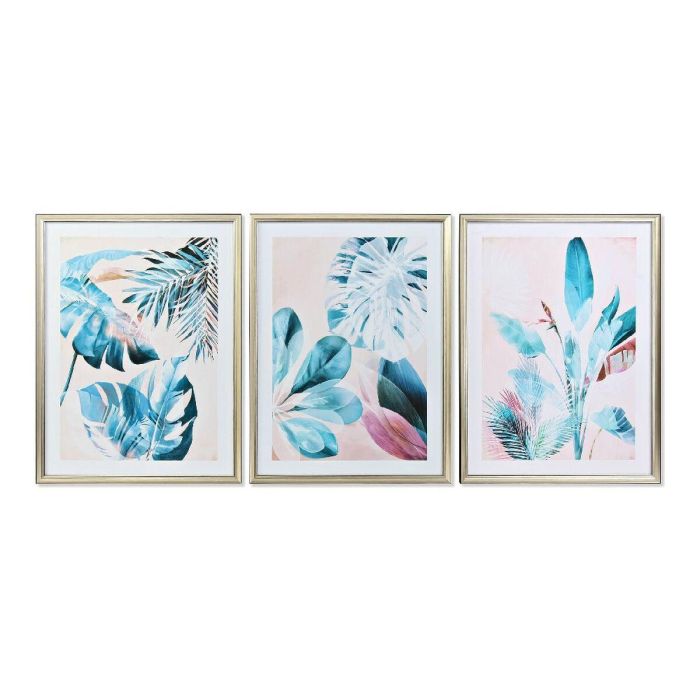Cuadro Tropical DKD Home Decor Rosa Turquesa 4 x 80 x 60 cm (3 Unidades) Cuadro Tropical DKD Home Decor Rosa Turquesa 4 x 80 x 60 cm (3 Unidades)
