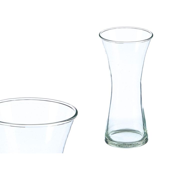Giftdecor Jarrón de Cristal Estrecho con Boca Ancha Transparente 21 cm - Decoración para el Hogar (12 Unidades)