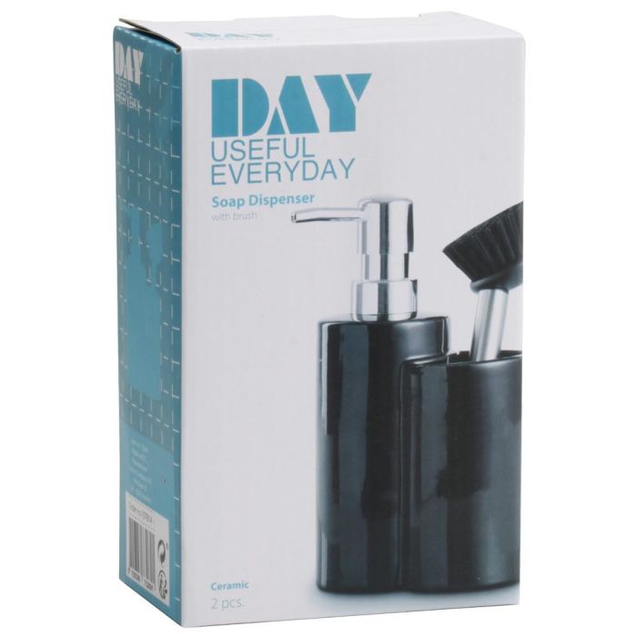 Day Dispensador con Cepillo Surtido Cerámica Plástico Blanco Negro Capacidad 350ml 5