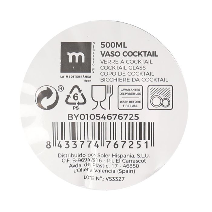 Vaso Cocktail 500 ml La Mediterranea (24 Unidades) 5 Vaso Cocktail 500 ml La Mediterranea (24 Unidades) 5