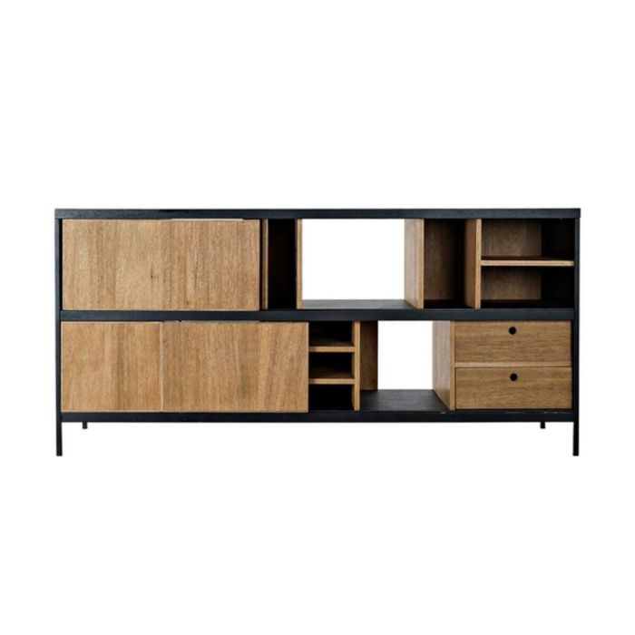 DKD Home Decor Buffet Mueble de Salón Alvin Moderno Negro Natural en Fresno y Hierro con 1 Cajón y 2 Puertas 160x40x75 cm 2 DKD Home Decor Buffet Mueble de Salón Alvin Moderno Negro Natural en Fresno y Hierro con 1 Cajón y 2 Puertas 160x40x75 cm 2