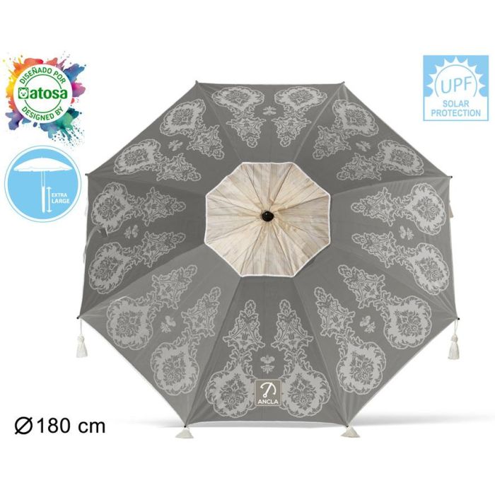 Atosa Sombrilla de Playa de Aluminio con UPF 50+, Gris Oscuro, 180 cm 0 Atosa Sombrilla de Playa de Aluminio con UPF 50+, Gris Oscuro, 180 cm 0