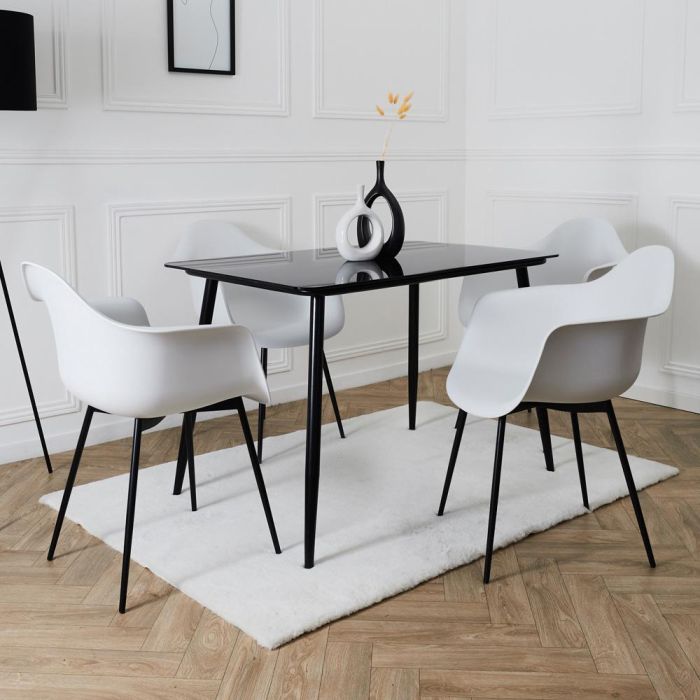 Home Deco Factory Silla Butaca Gustav Essentiel Blanca, Asiento Polipropileno Patas Hierro Negro, Estilo Escandinavo, 62x59xh85cm 6 Home Deco Factory Silla Butaca Gustav Essentiel Blanca, Asiento Polipropileno Patas Hierro Negro, Estilo Escandinavo, 62x59xh85cm 6