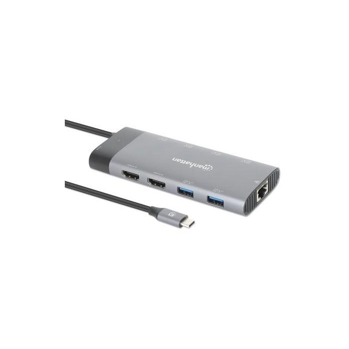Manhattan USB-C Dock/Hub, Ports (X10): Ethernet, Hdmi (X2 8K), USB-A 1 Manhattan USB-C Dock/Hub, Ports (X10): Ethernet, Hdmi (X2 8K), USB-A 1