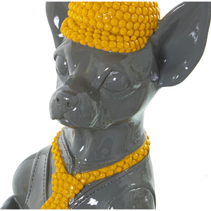 Figura Decorativa Alexandra House Living Amarillo Gris Plástico Perro Corbata 12 x 16 x 30 cm 2