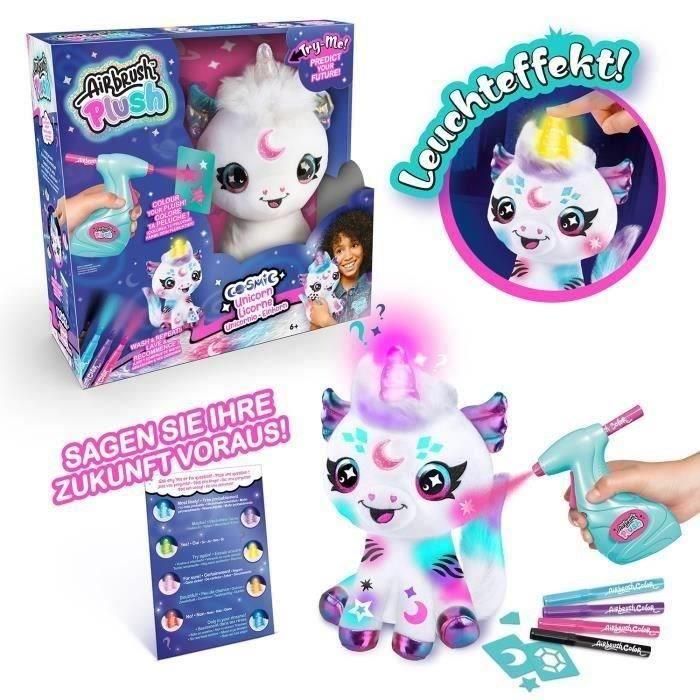 Canal Toys Air028 Colorea Tu Unicornio Mágico Peluche Personalizable con Spray y Rotuladores, Habla y Adivina