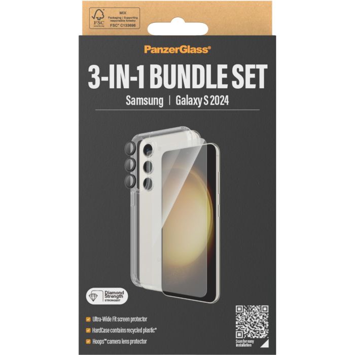 PanzerGlass Pack 3 en 1 para Samsung Galaxy S24 Ultra-Wide Fit con EasyAligner Vidrio Templado Protector de Pantalla 4