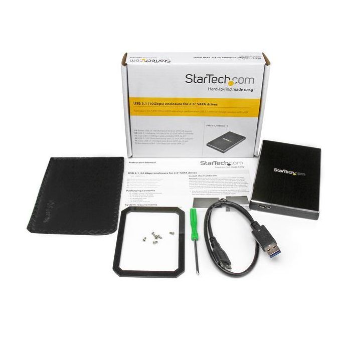 Startechcom S251Bmu313 Carcasa para Disco Duro de 2.5 Pulgadas, Aluminio, USB 3.1 Gen 2 (10Gbps), SATA III Startechcom S251Bmu313 Carcasa para Disco Duro de 2.5 Pulgadas, Aluminio, USB 3.1 Gen 2 (10Gbps), SATA III