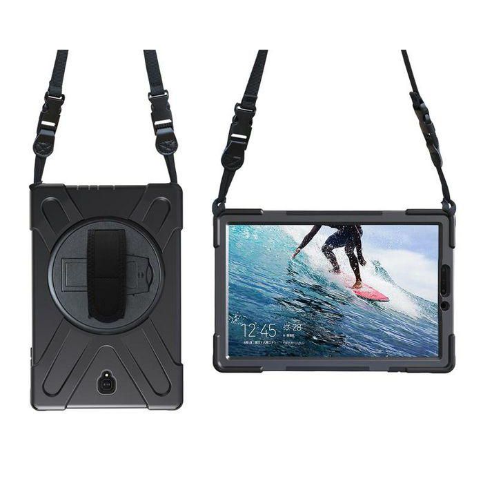 eSTUFF Funda Defender Galaxy Tab A 10.5 AUSTIN antigolpes, soporte 360°, correa de mano/hombro, Negra 4