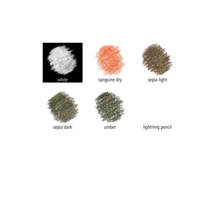 Staedtler Lápices Pastel 100P-SBK6 Blíster con 6 Lápices, Colores Sepia Claro, Sepia Oscuro, Ocre Oscuro, Sanguina Seca, Blanco, Iluminador 4