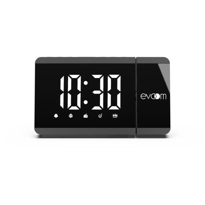 Evoom EV304571 Despertador proyector radio FM con proyección de hora y alarma, negro Evoom EV304571 Despertador proyector radio FM con proyección de hora y alarma, negro