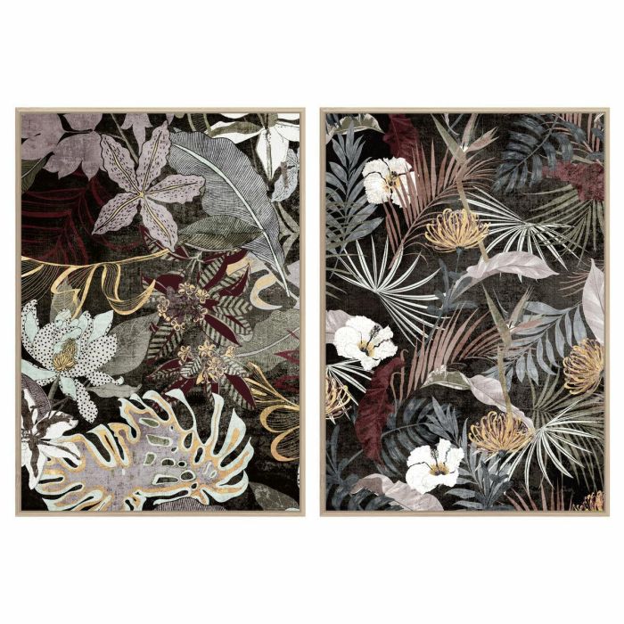 Cuadro DKD Home Decor Tropical Hoja de planta 83 x 4,5 x 122,5 cm 83 x 4,5 x 123 cm (2 Unidades)