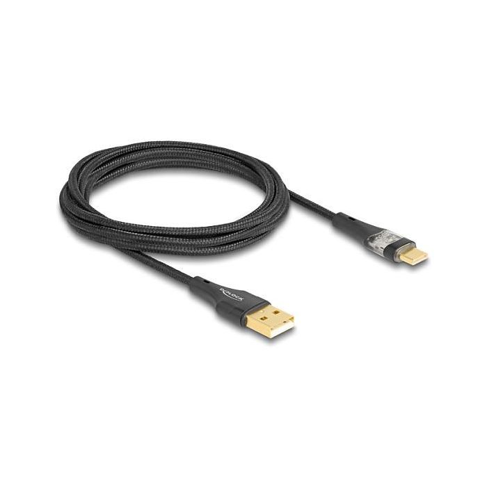 DeLOCK Cable USB 2.0 Tipo-A a USB-C, Macho a Macho, 60W Carga Rápida, Transparente, Longitud 2 m, Negro 0 DeLOCK Cable USB 2.0 Tipo-A a USB-C, Macho a Macho, 60W Carga Rápida, Transparente, Longitud 2 m, Negro 0