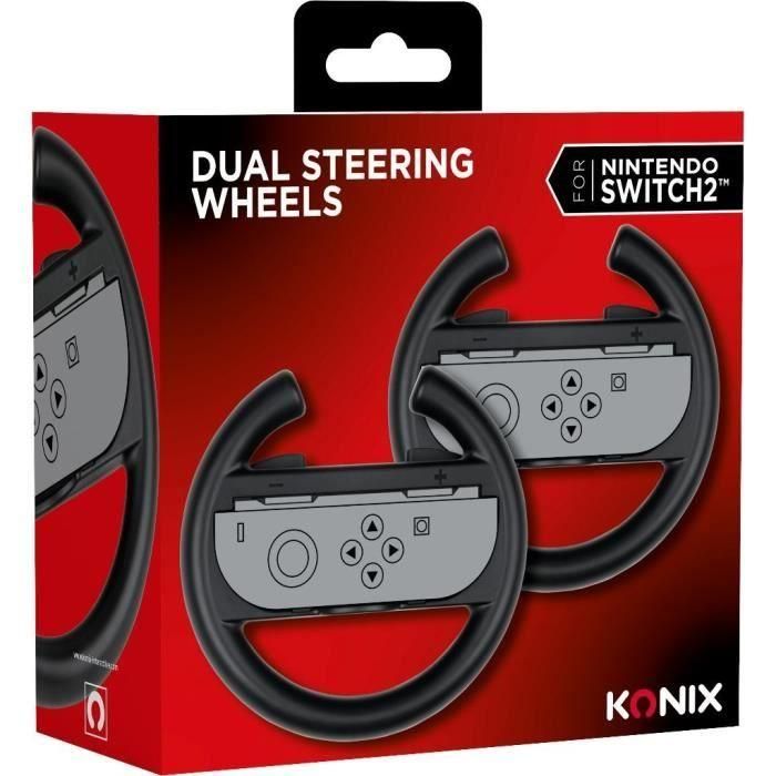 Konix 3328170304313 Par de volantes para mandos Joy-Con de Nintendo Switch 2, Negro 2 Konix 3328170304313 Par de volantes para mandos Joy-Con de Nintendo Switch 2, Negro 2