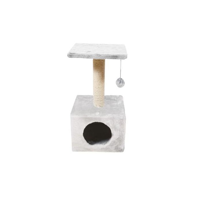 Nayeco Rascador para Gato Savanna Town Gris Claro con Cueva, Pelota y Múltiples Alturas - 30x30x60 cm