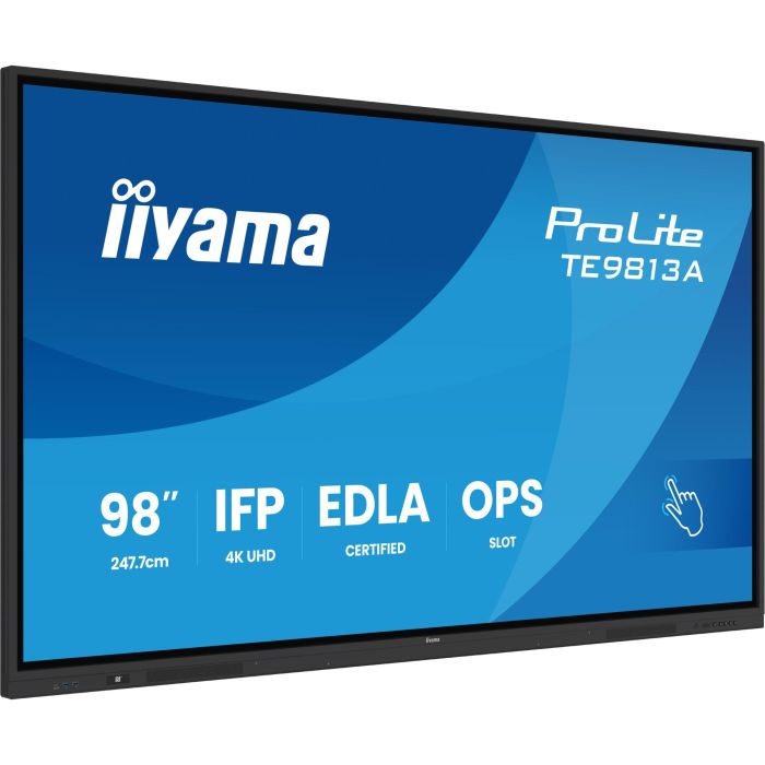 Iiyama TE9813A-B1AG Pantalla Interactiva 98" UHD IPS Android 14 8/128GB 450cd/m² Antiglare LAN WiFi-6/BT 5.0 OPS Slot VESA 400x400 Negro 0 Iiyama TE9813A-B1AG Pantalla Interactiva 98" UHD IPS Android 14 8/128GB 450cd/m² Antiglare LAN WiFi-6/BT 5.0 OPS Slot VESA 400x400 Negro 0