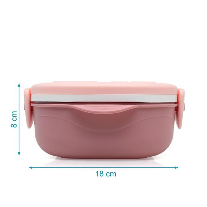 Caja Almuerzo Cuadrado Acero Inoxidable Rosa 4 Caja Almuerzo Cuadrado Acero Inoxidable Rosa 4