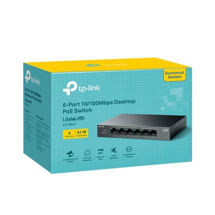 TP-Link LiteWave LS106LP switch No administrado Fast Ethernet (10/100) Energía sobre Ethernet (PoE) Negro 3 TP-Link LiteWave LS106LP switch No administrado Fast Ethernet (10/100) Energía sobre Ethernet (PoE) Negro 3