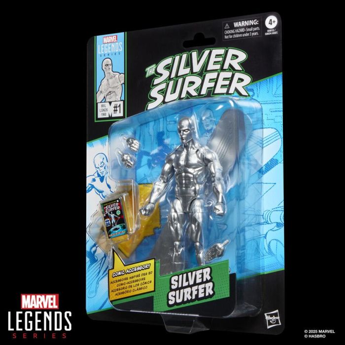 HASBRO Marvel Legends Series Figura Estela Plateada The Silver Surfer 15cm Articulada con 6 Accesorios y Tabla de Surf 5
