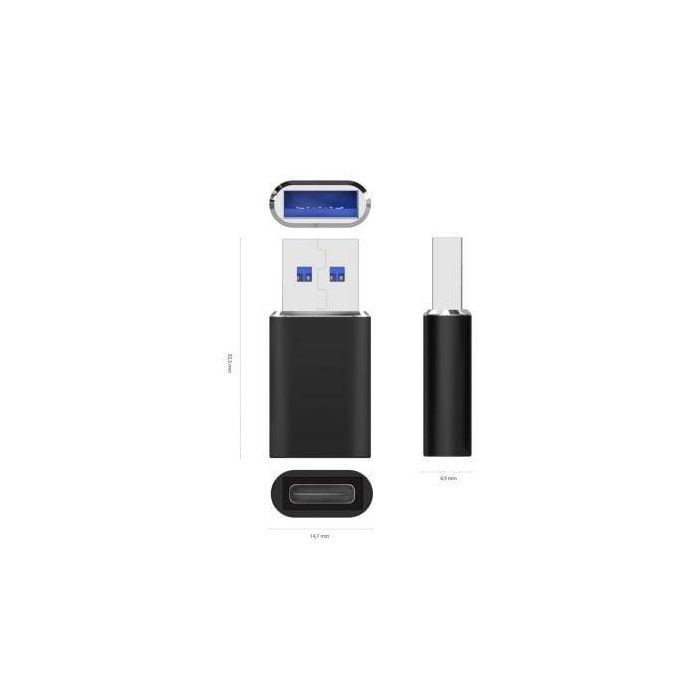 Aisens A108-0678 Mini Adaptador USB 3.2 Gen2 USB-C Hembra a USB-A Macho 10Gbps Carga 3A OTG Negro 2 Aisens A108-0678 Mini Adaptador USB 3.2 Gen2 USB-C Hembra a USB-A Macho 10Gbps Carga 3A OTG Negro 2