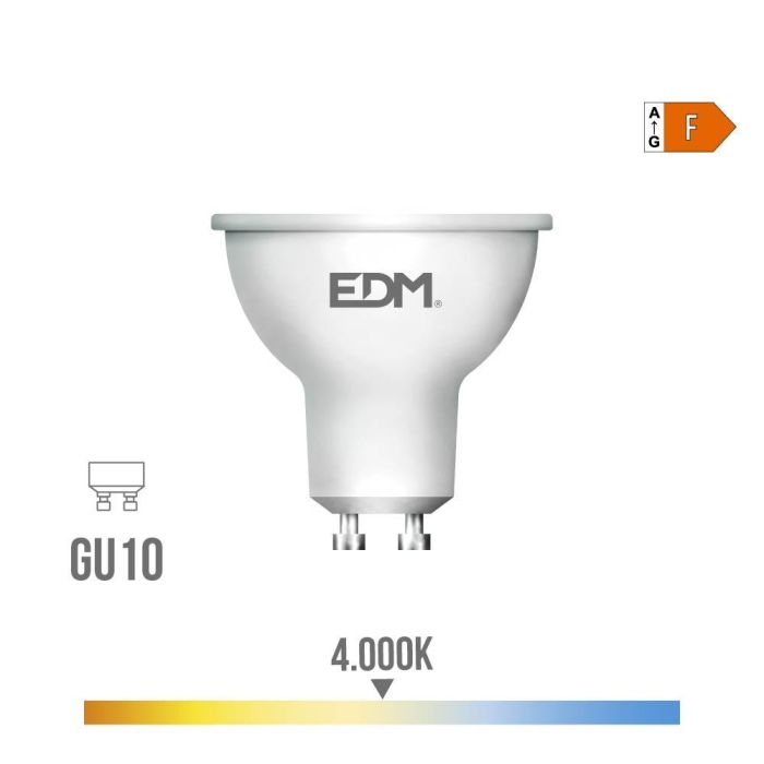 Edm Bombilla Dicroica LED GU10 10W 932lm 4000K Luz Día 120° Equivalente 68W