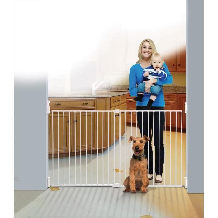 Dreambaby Barrera de seguridad Broadway Gro Gate Extra grande, para atornillar, Blanco, ancho ajustable 76-134,5 cm, apertura ambidextra 5