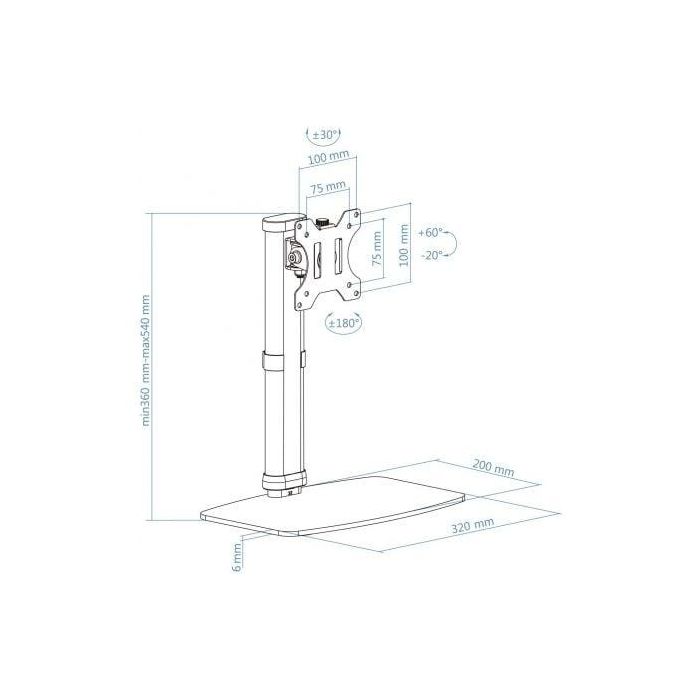 TooQ DB1127TN-B Soporte para Monitor de Escritorio 17-27" VESA 75x75 100x100, 6kg, Negro, Altura Ajustable, Inclinación y Giro 4 TooQ DB1127TN-B Soporte para Monitor de Escritorio 17-27" VESA 75x75 100x100, 6kg, Negro, Altura Ajustable, Inclinación y Giro 4