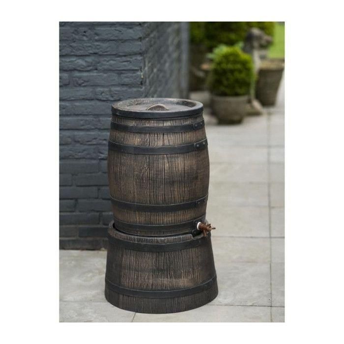 Colector de agua en forma de barril - NATURE - En PE rotomoldeado - 120 litros - Incluye accesorios 2 Colector de agua en forma de barril - NATURE - En PE rotomoldeado - 120 litros - Incluye accesorios 2