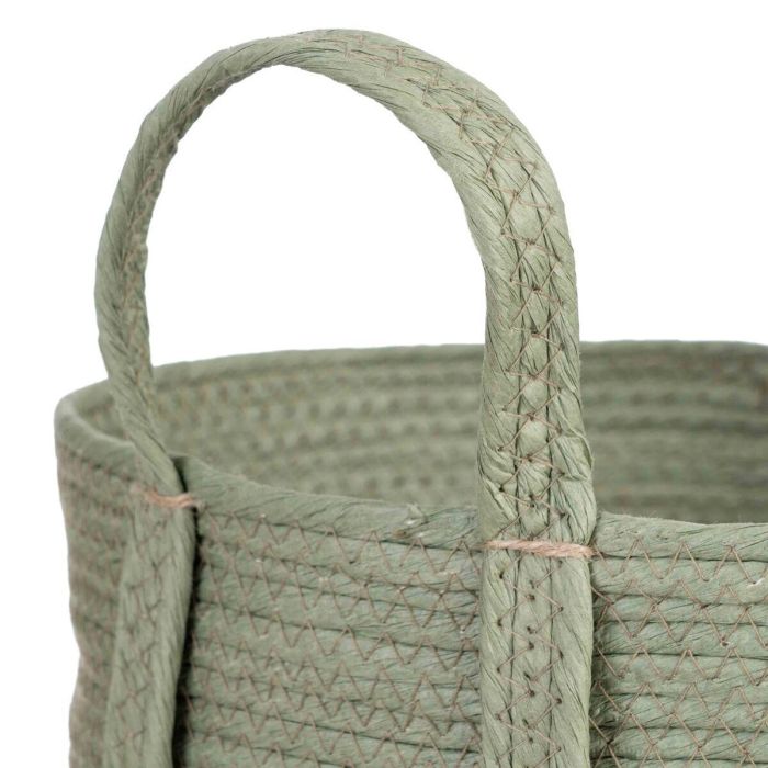 Juego de Cestos 42 x 42 x 48 cm Menta Fibra natural (3 Piezas) 4