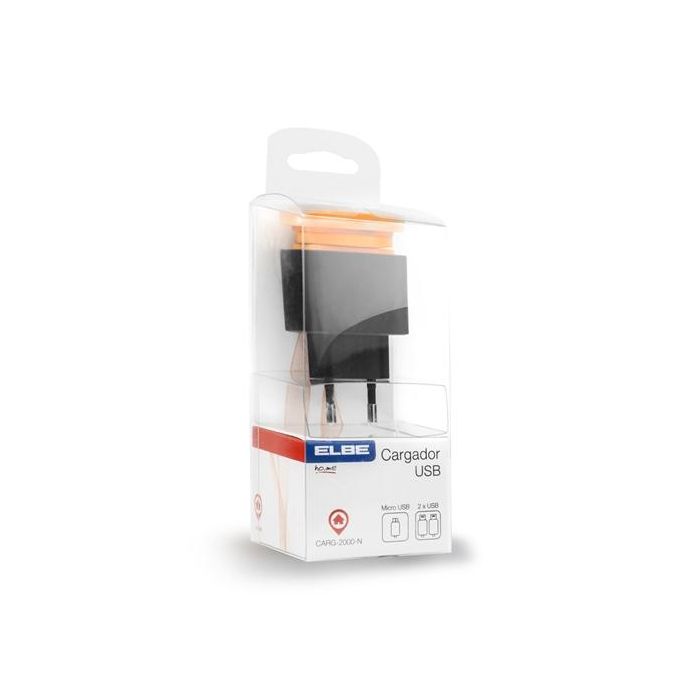 Elbe CARG-2000-N Cargador USB de Pared 2 Puertos (2.1A + 1A) + Cable Micro USB Incluido - Compatible con Dispositivos Android 6 Elbe CARG-2000-N Cargador USB de Pared 2 Puertos (2.1A + 1A) + Cable Micro USB Incluido - Compatible con Dispositivos Android 6