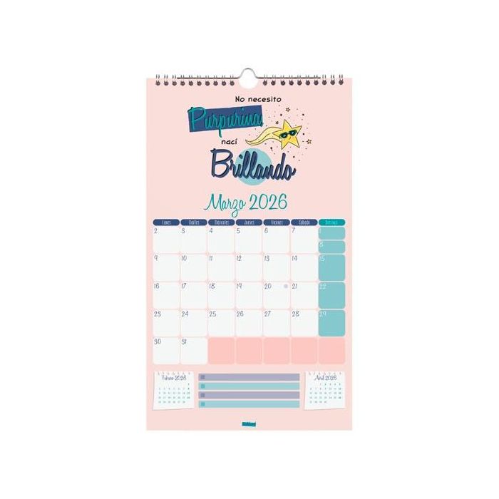 Finocam Calendario de Pared Basic 210x360 mm MV Talkual Icónico 2026 - Con espacio para notas y pegatinas