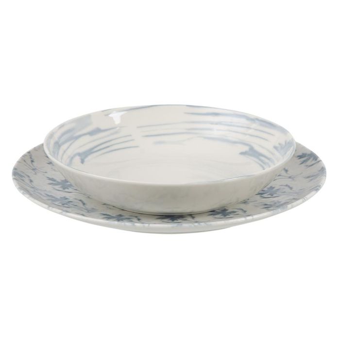 Plato Hondo Azul-Blanco Porcelana 21 X 21 X 5 cm
