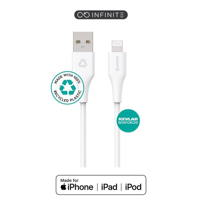 eSTUFF INFINITE Super Soft Lightning Cable 1m - 100% Recycled PVC Free Plastic eSTUFF INFINITE Super Soft Lightning Cable 1m - 100% Recycled PVC Free Plastic