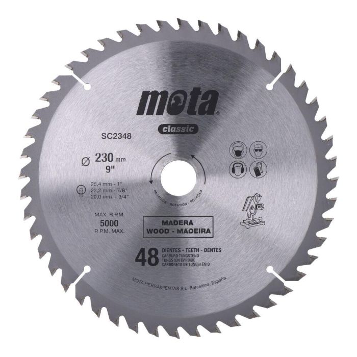 Mota Herramientas SC2348 Sierra circular de widia Ø230 mm 48 dientes carburo tungsteno para madera 0 Mota Herramientas SC2348 Sierra circular de widia Ø230 mm 48 dientes carburo tungsteno para madera 0