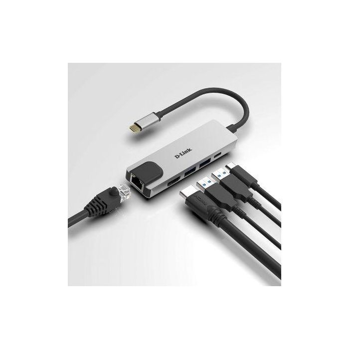 D-Link DUB-M520 Hub USB Tipo-C con 2x USB 3.0, 1x HDMI 4K, 1x Ethernet Gigabit, 1x Thunderbolt 3 Gris 2