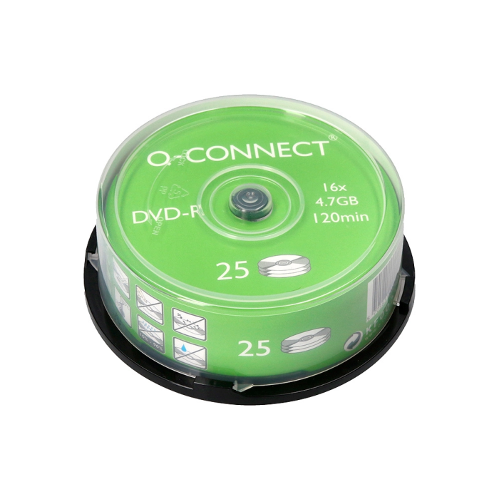 Q-connect DVD-R Capacidad 4.7GB Duración 120min Velocidad 16x Bote de 25 Unidades 0 Q-connect DVD-R Capacidad 4.7GB Duración 120min Velocidad 16x Bote de 25 Unidades 0