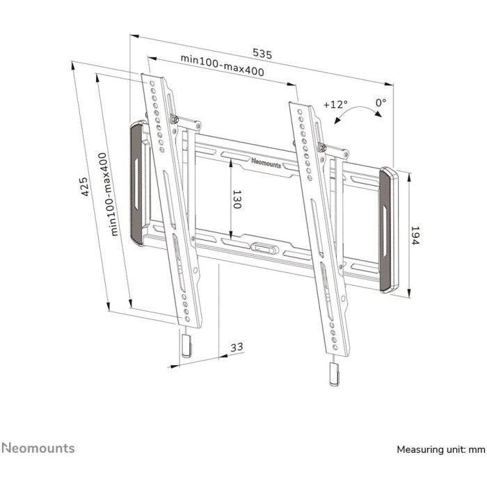 Neomounts WL35-550BL14 Soporte TV Pared Inclinable para 32-75", Max 50kg, VESA 100x100-400x400, Profundidad 3,3cm, Negro 11