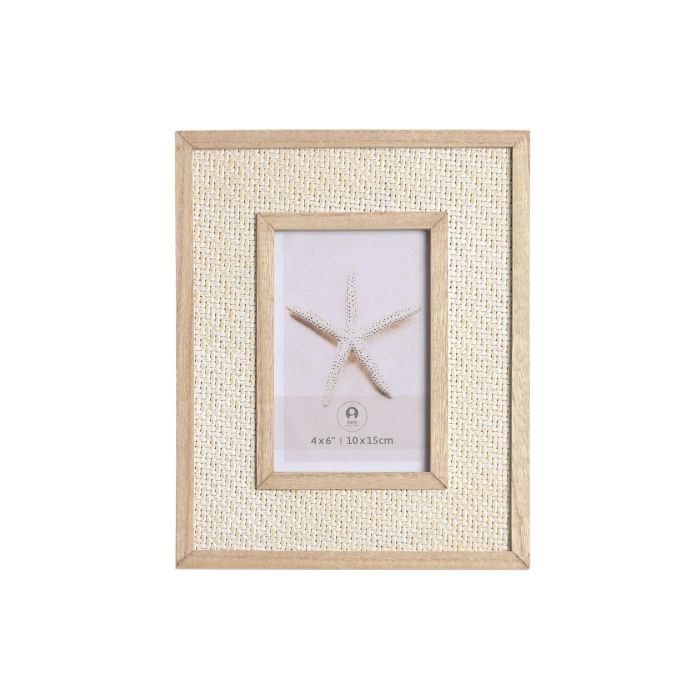 DKD Home Decor Marco Foto Hangzhou design 26b Mediterraneo MDF y Ratan Natural 10x15 cm (4 Unidades)
