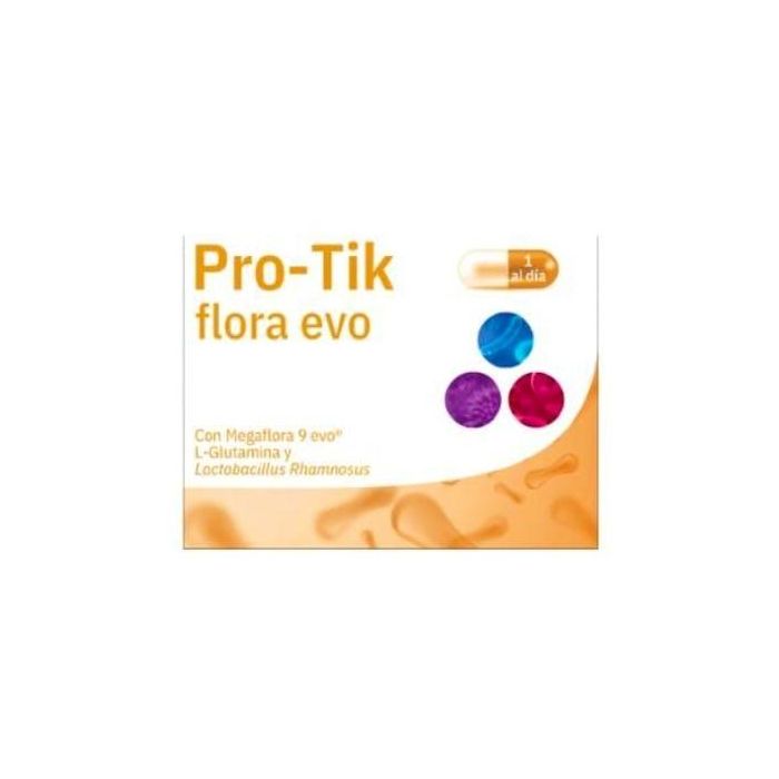 ESPADIET Pro-Tik Flora Evo 30Cap. Simbiótico para flora intestinal con 10 cepas, FOS y glutamina
