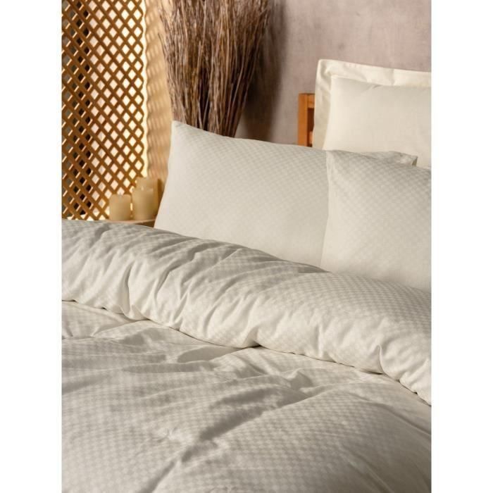Juego de cama - 1 funda nórdica 220x240 cm + 2 fundas de almohada 60x60 cm - 100% algodón - Crema 1 Juego de cama - 1 funda nórdica 220x240 cm + 2 fundas de almohada 60x60 cm - 100% algodón - Crema 1