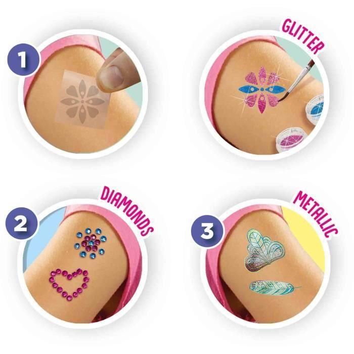 Glamorosos tatuajes 3 en 1 - SES CREATIVE - Multicolor - Blanco - Para niños a partir de 5 meses 2