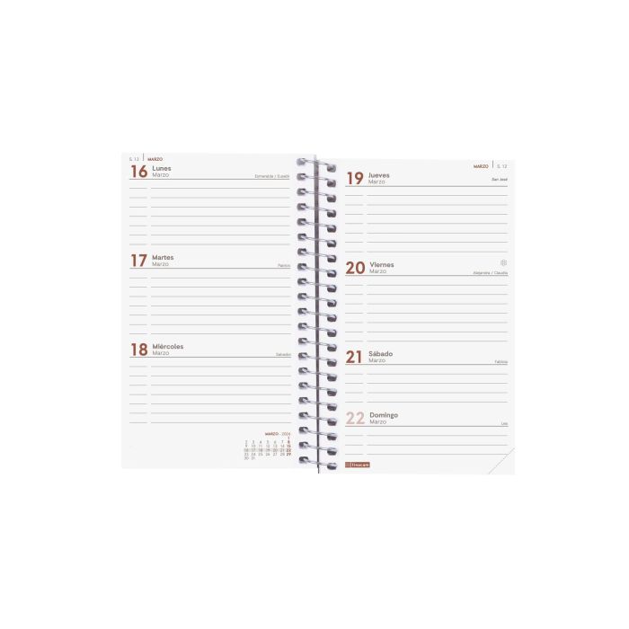 Agenda 2026 Basic Year E3 79X127Mm Semana Vista Horizontal Rojo Finocam 741423026 3