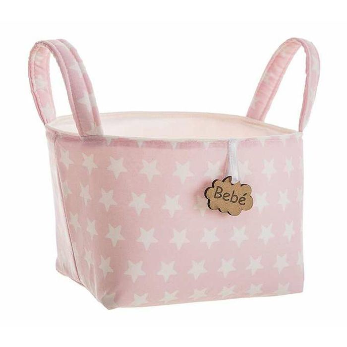 Cesta asas peq. estrellas rosa 17 x 13,5 x 20 cm Cesta asas peq. estrellas rosa 17 x 13,5 x 20 cm