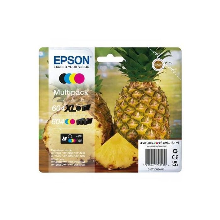 EPSON Cartucho 4 colores Multipack 604XL Negro/604 CMY XP-2200, WF-2910DWF Piña EPSON Cartucho 4 colores Multipack 604XL Negro/604 CMY XP-2200, WF-2910DWF Piña