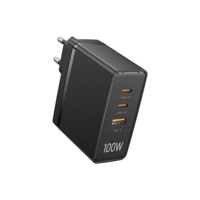 Vention FEGB0-EU Cargador de Pared GaN Ultra 100W Carga Rápida, 3 Puertos: 2x USB-C (100W) y 1x USB-A (30W)