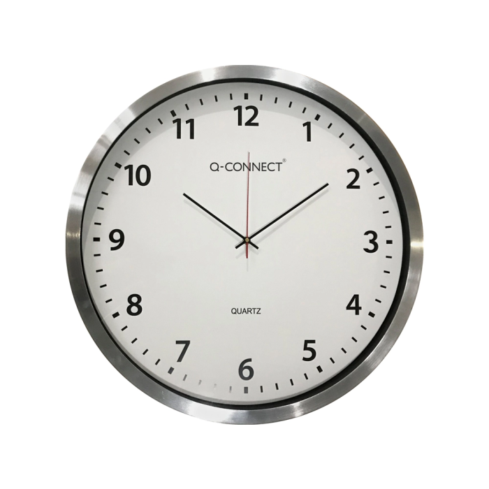 Q-connect Reloj de Pared Redondo Oficina Plástico 50 cm Marco Cromado 1