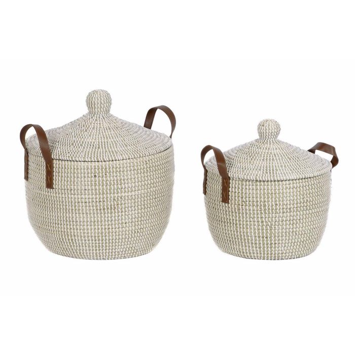 Cesta Urban DKD Home Decor Marron Claro Natural 42 x 45 x 42 cm Set de 2